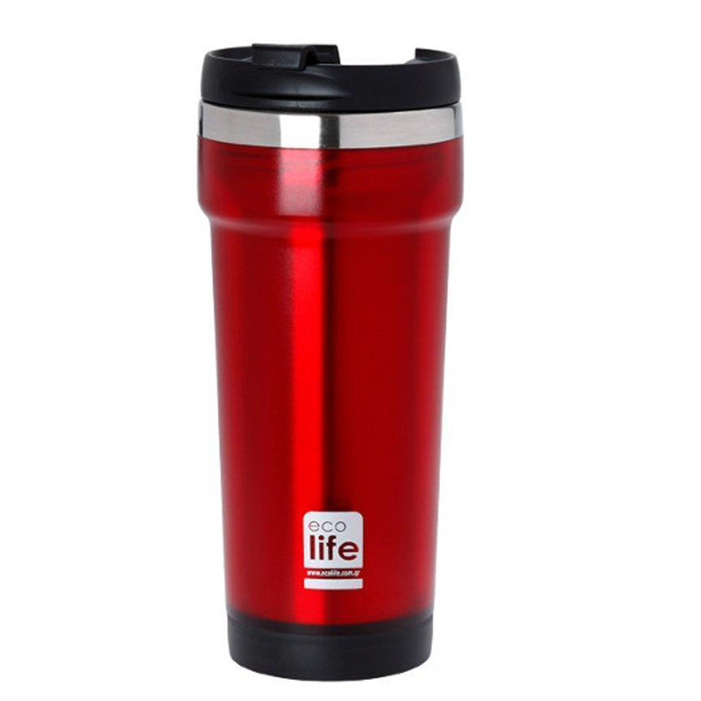 Ecolife Θερμός καφέ Red 420ml (πλαστικό εξωτερικα)