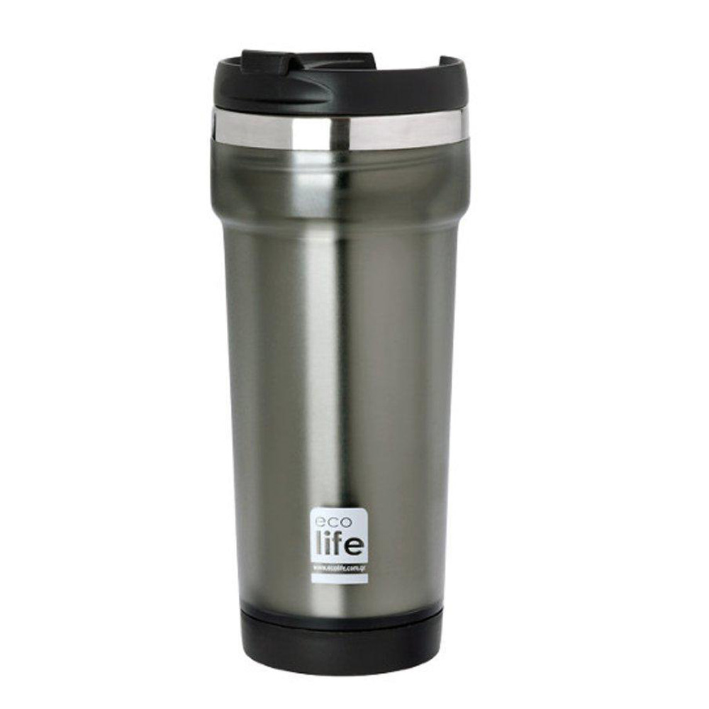Ecolife Θερμός καφέ Grey 420ml (πλαστικό εξωτερικα)