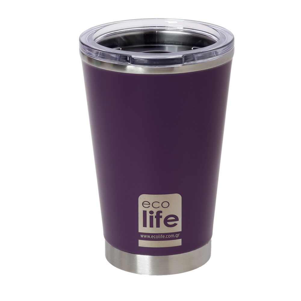 COFFEE THERMOS Dark Purple 370ml <br>με διάφανο καπάκι